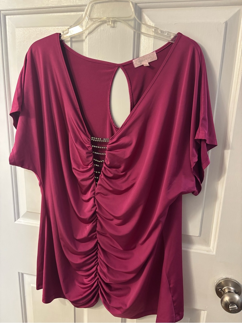 Maurice’s Women's Fuchsia Ruched Front Draped Top size 2X